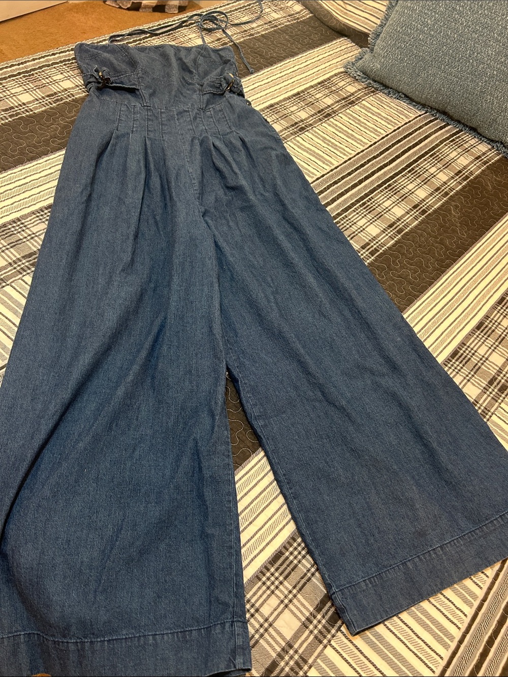 Free People Indigo Wide-Leg Denim Jumpsuit